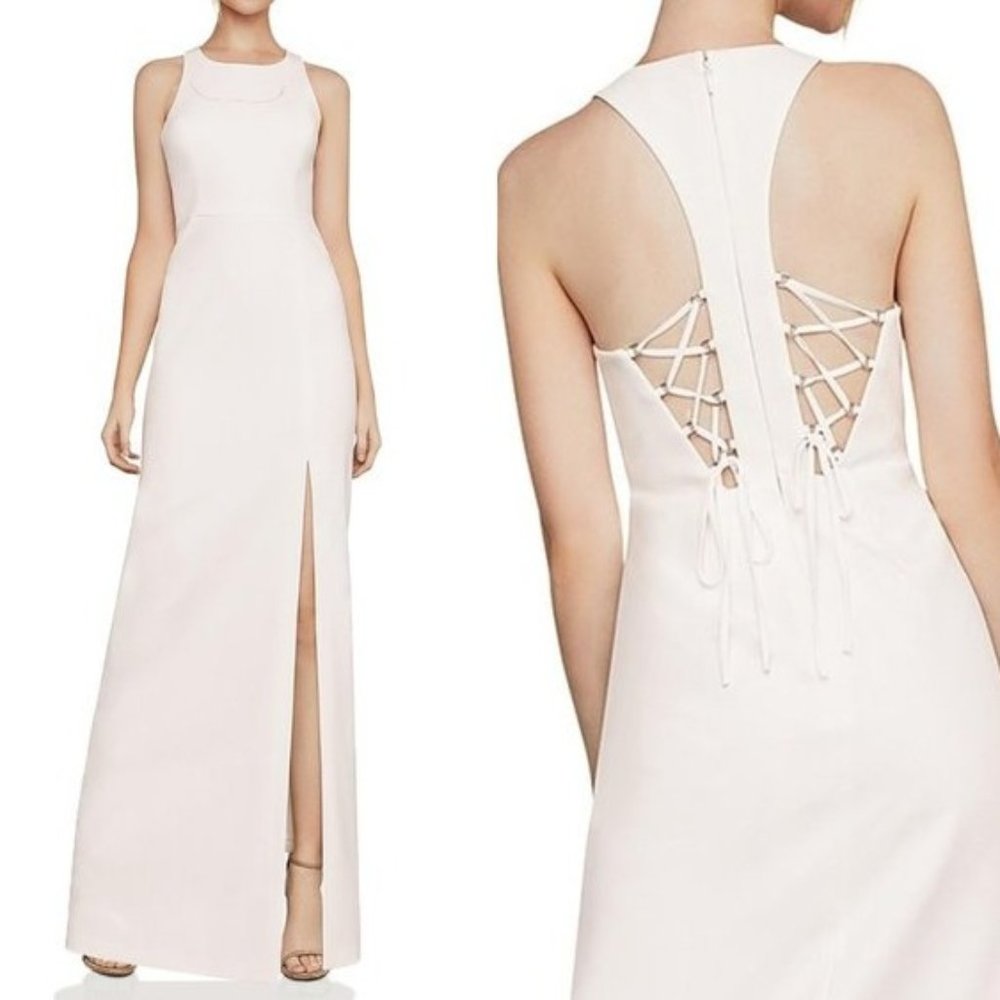 Goddess‎ Maxi Dress Womens XS Off White BCBGMAXAZRIA Party Elegant Gown